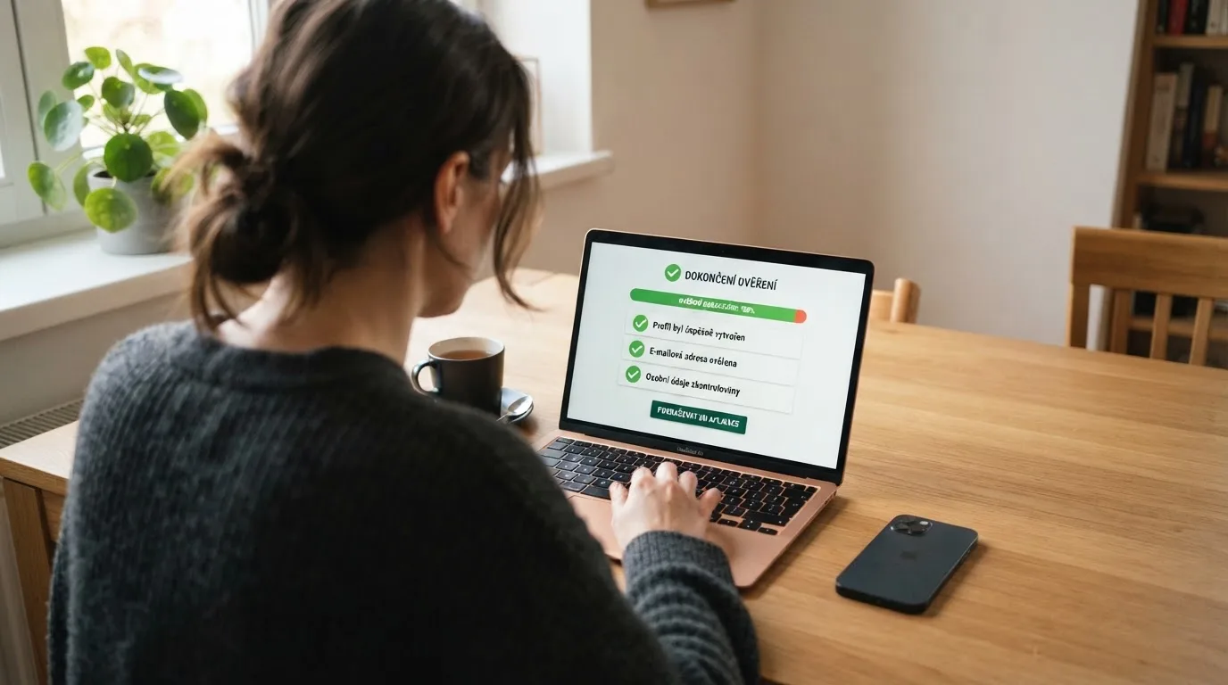 Detail úředního dokumentu s razítkem Ministerstva financí ČR vedle otevřeného webu online casina na monitoru