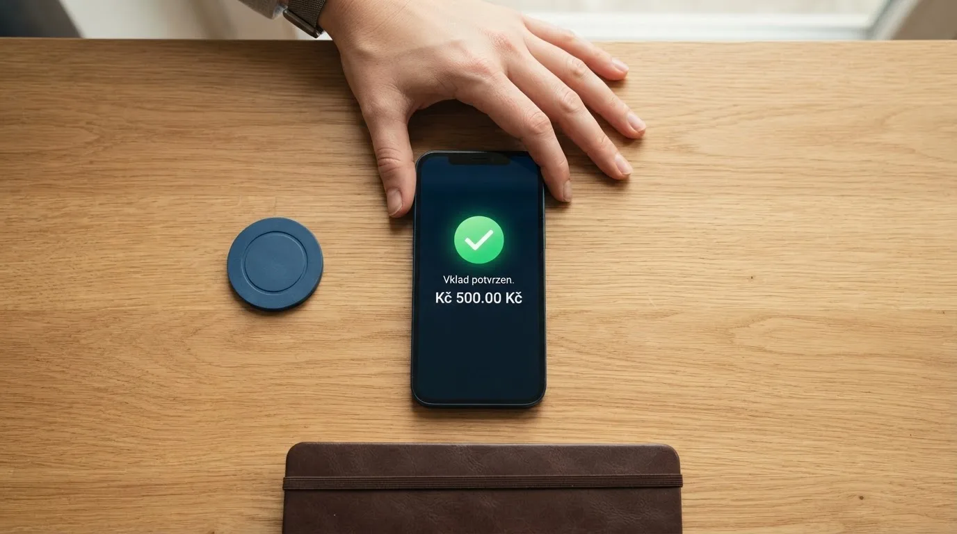 Obrazovka s potvrzením úspěšného vkladu přes Neteller do online casina