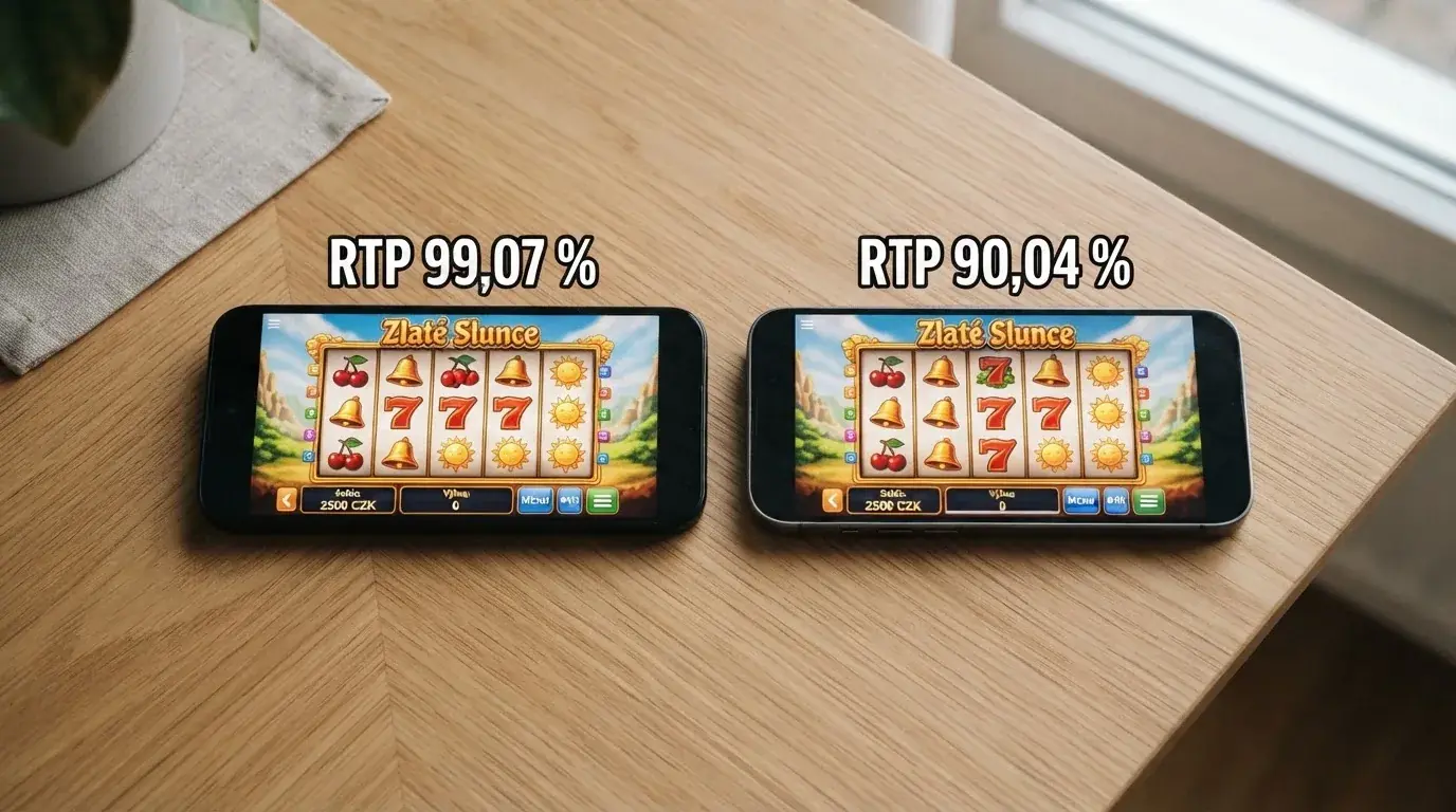 Ukázka dvou různých nastavení RTP téhož automatu v lobby dvou různých online casin