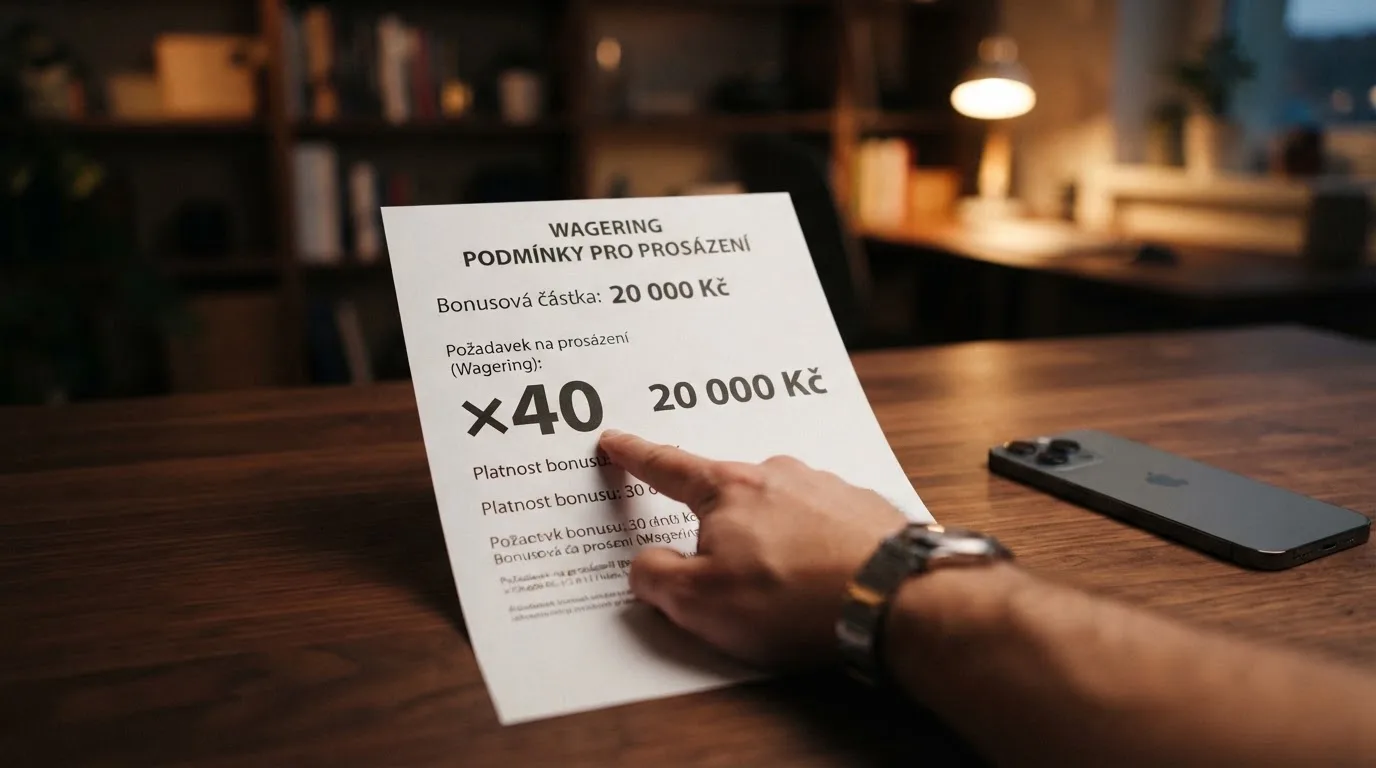 Detail bonusových podmínek s vyznačeným požadavkem na protočení — hodnota spinu, násobek wageringu a zbývající čas